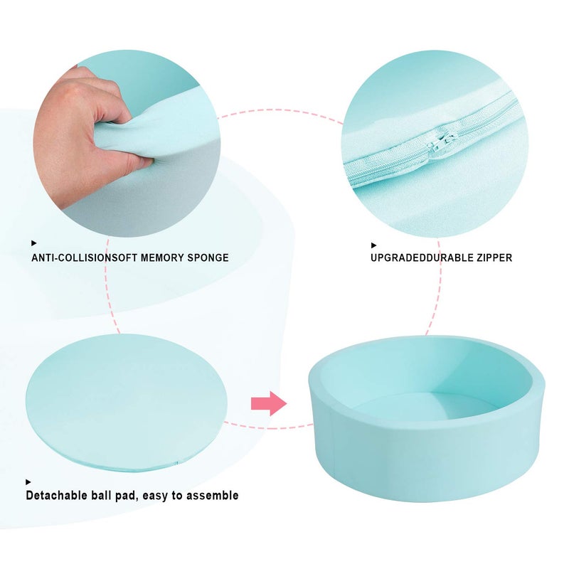 TRENDBOX Memory Foam Sponge Indoor Round Ball Pit (NO Balls) for Toddler Children - Light Blue - Image 4